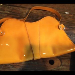 Classy yellow patent shoulder bag